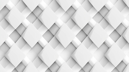 Seamless White Geometric Diamond Pattern with Soft 3D Depth Creating a Clean Minimal Background Texture for Modern Design, Branding and Web Projects