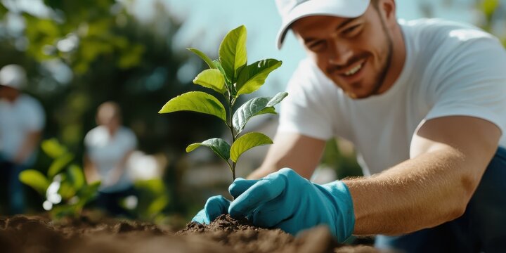 Team engages in tree planting for a sustainable urban park community