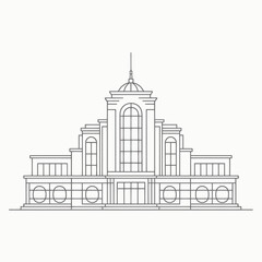 Line of a Classical Building with a Dome and Columns line classical building architecture windows de