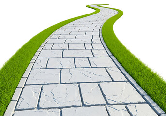 Obraz premium Winding Stone Pathway Through Grass.