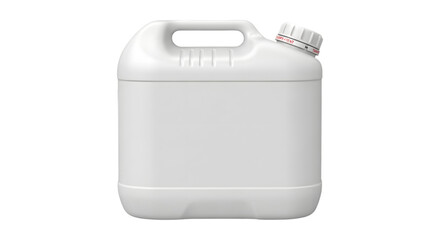 White Plastic Jerry Can PNG with Handle and Screw Cap for Liquid Storage Packaging Industrial Utility and Household Transport Design Assets
