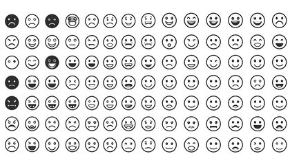 Diverse Emoji Collection - Expressing Emotions Through Simple Icons.