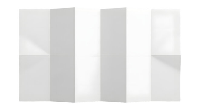 Blank Folded Paper PNG with Vertical and Horizontal Creases for Origami Layout Brochure and Map Design Mockups
