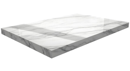 Elegant White Marble Slab PNG with Gray Veining and 3D Perspective for Interior Design Architecture and Decorative Surface Mockups
