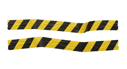 Black and Yellow Twisted Caution Tape PNG with Diagonal Stripes for Hazard Warning Restricted Zones and Safety Signage Designs
