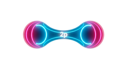 Glowing neon dumbbell shape with number 20 isolated on transparent background