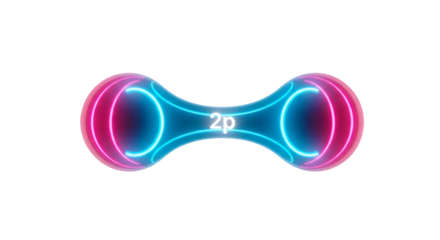 Glowing neon dumbbell shape with number 20 isolated on transparent background