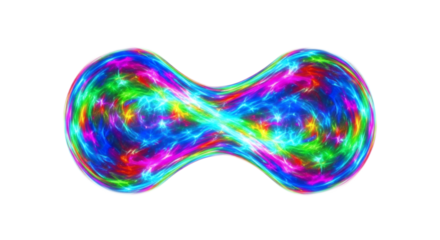 Abstract colorful double sphere shape with infinity center isolated on transparent background