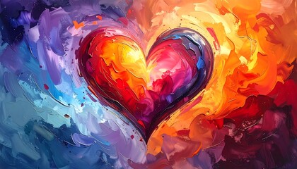 Colorful Heart Abstract Painting - A Symbol of Love and Passion.