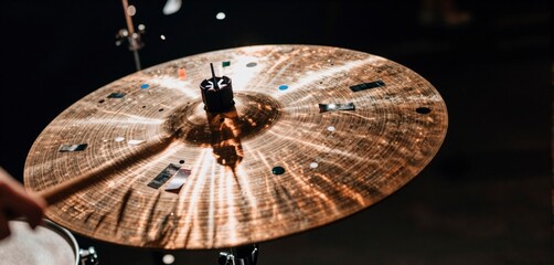 Dramatic Angle of a Choking Hand on a Crashing Cymbal Close-Up