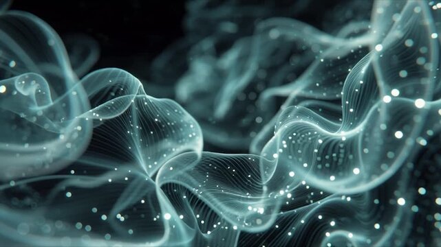 Abstract Swirling Smoke with Glowing Particles.