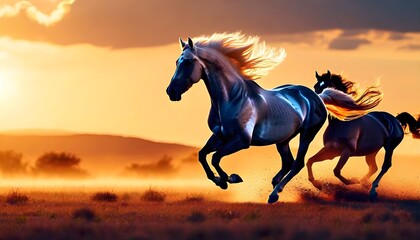 horse at sunset