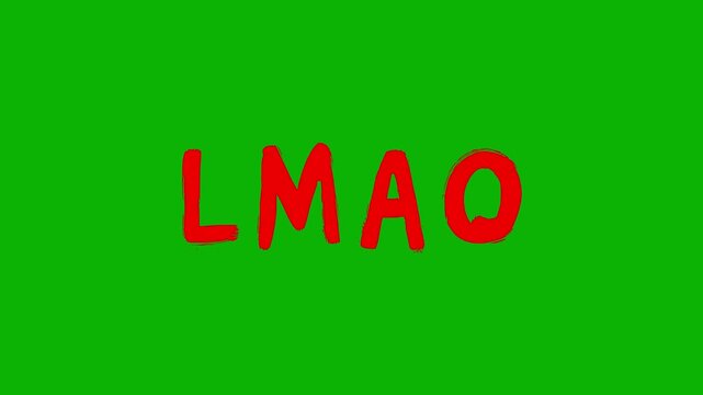 A bold red "LMAO" (Laughing My Ass Off) acronym in a casual, handwritten font over a bright green background. This digital asset is designed for humorous video editing, meme creation, and engaging soc