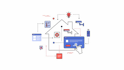 Smart home technology and automation concept with various devices