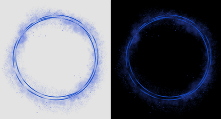 blue glitter cirlce frame with sparkling stars isolated on transparent background illustration, luxury metallic border, clip art, png.