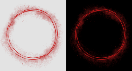 red glitter cirlce frame with sparkling stars isolated on transparent background illustration, luxury metallic border, clip art, png.