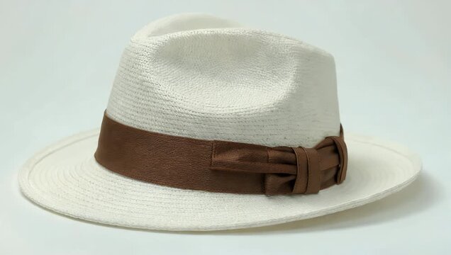Professional 4K product style shot of classic hat with brown band isolated against pure white background ideal fashion branding lifestyle promotion catalog 
