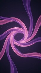 Abstract 3D Render of Ethereal Flowing Ribbons in Rose and Violet Gradient with Dynamic Soft Motion