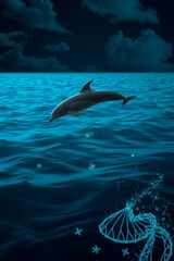 Midnight Spirit Dolphin Sea Leap