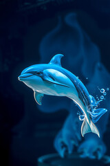 Ghost Dolphin Leaping Toward the Moon