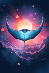 Ethereal Manta Ray in Cosmic Waters