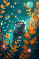 Ethereal Otter in Underwater Light