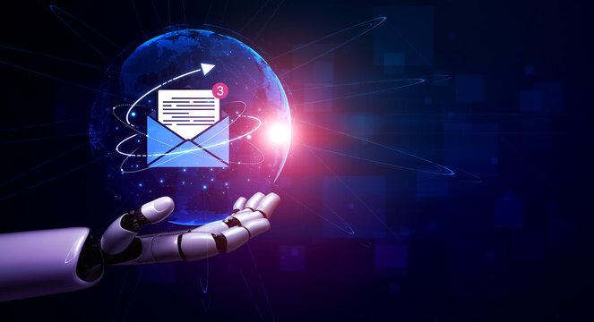 An AI assistant manages an email inbox, prioritizing new messages and notifications. This automated communication system streamlines digital correspondence and information flow. Fermion