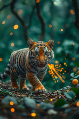 Baby Tiger and Star Sparks in Galaxy