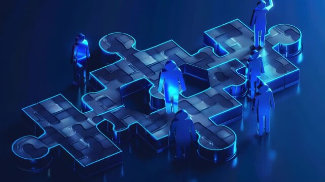 Video A group of friends or family gathering around a single missing puzzle piece, wondering how to fit it back into the larger picture