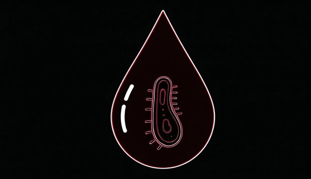 Red Blood Drop With Bacteria Illustration