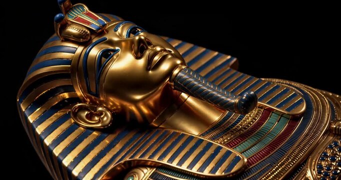 Ancient Golden Tutanchamun Statue Intricate Details
