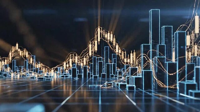 Modern finance data background, isolated business growth animation, abstract corporate motion design, premium financial technology backdrop, cinematic data visual
