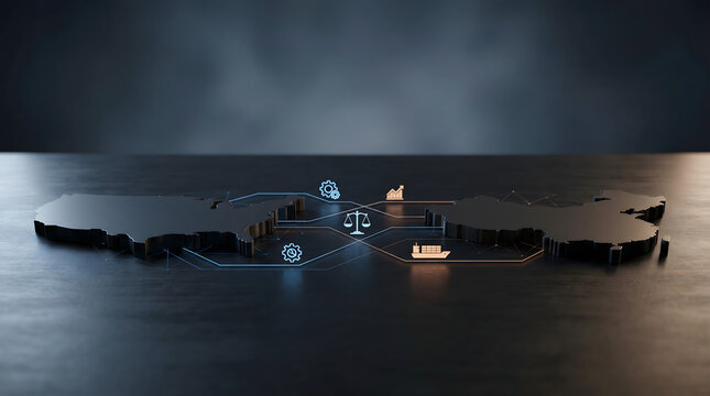 USA and China Map Outlines Connected by Digital Network and Icons connection - Powered by Adobe