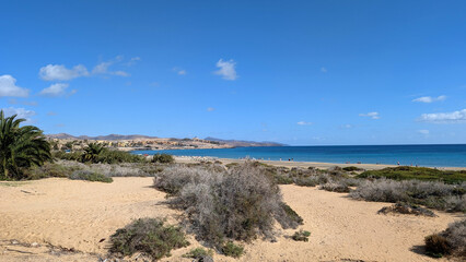 Scenic view of Costa Calma beach, Fuerteventura, Spain. 