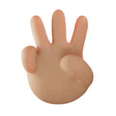 Obraz premium Human Hand Gesturing the Number Three: A close-up view of a hand, rendered in a soft, illustrative style, extends three fingers, symbolizing a specific count or concept.