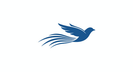 Fototapeta premium A blue bird in flight with outstretched wings on a white background.