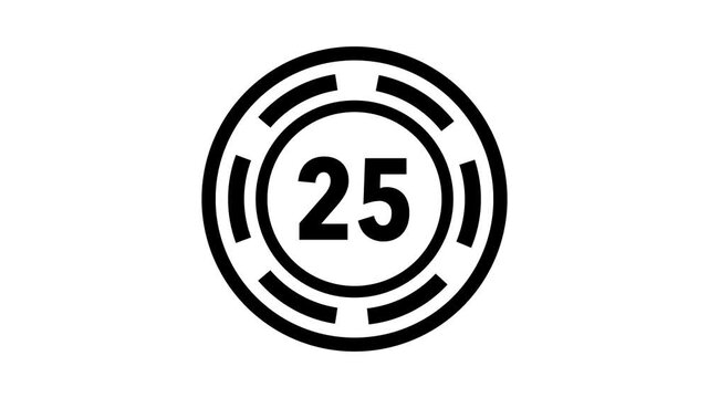 30-second black circular countdown timer with rotating dashed rings on a white background.