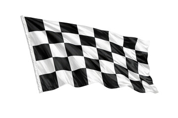 Obraz premium Checkered flag waving, symbolizing successful finish, victory, competition, and speed in motorsports events