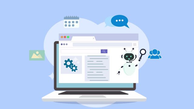 Modern Laptop Displaying Digital Content with Abstract Cloud Shapes.