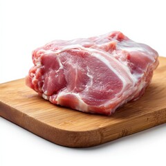 Fototapeta premium Raw pork shoulder on wooden cutting board for culinary preparation