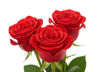 Obraz premium Three red roses isolated isolated on transparent background
