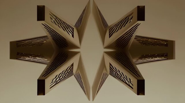 Symmetrical geometric composition of wooden ladderlike structures viewed from above