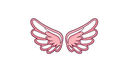 Obraz premium Cute pink angel wings with a bold outline illustration.