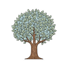 Simple hand-drawn illustration of a lush green tree with a round crown.
