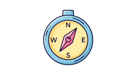 Hand drawn cartoon compass icon for navigation and direction.