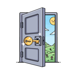 Golden Key of Hope Unlocking a Door to New Opportunities.