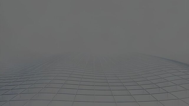 Abstract glass building facade with a grid pattern from a diagonal perspective