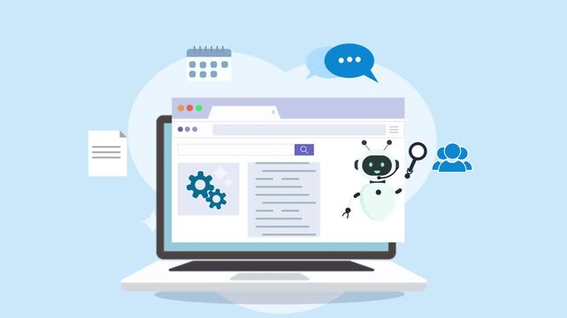 Modern Laptop Displaying Web Browser Interface with Cloud Elements.