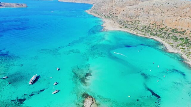 Aerial view of Balos Beach and turquoise waters