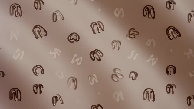 Beige fabric with small brown looping motifs forming a soft repeating pattern